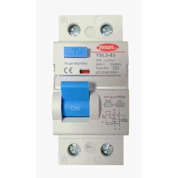 Disjoncteur différentiel TOSUN 63A 30mA 6KA 2P